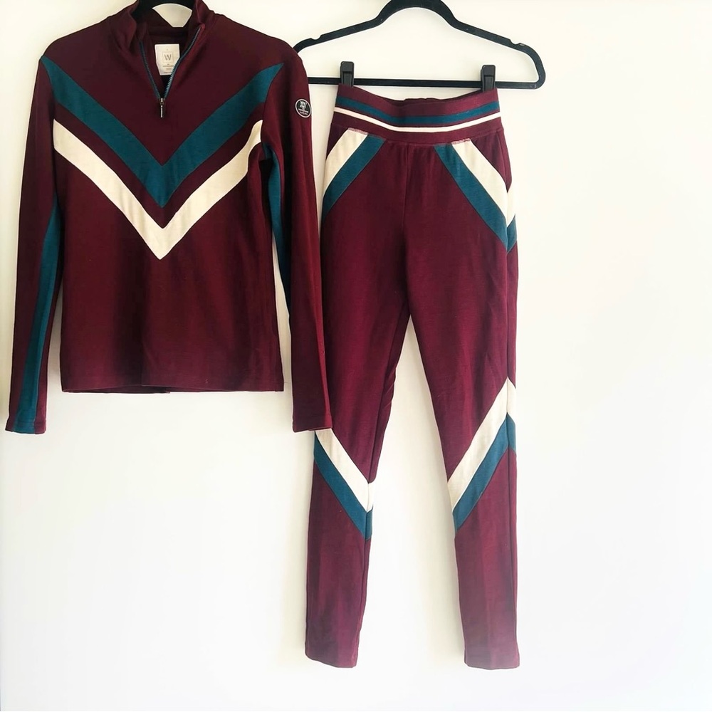 We Norwegians Voss Chevron Merino Wool Base Layer Set: Top + Pants in Size Small